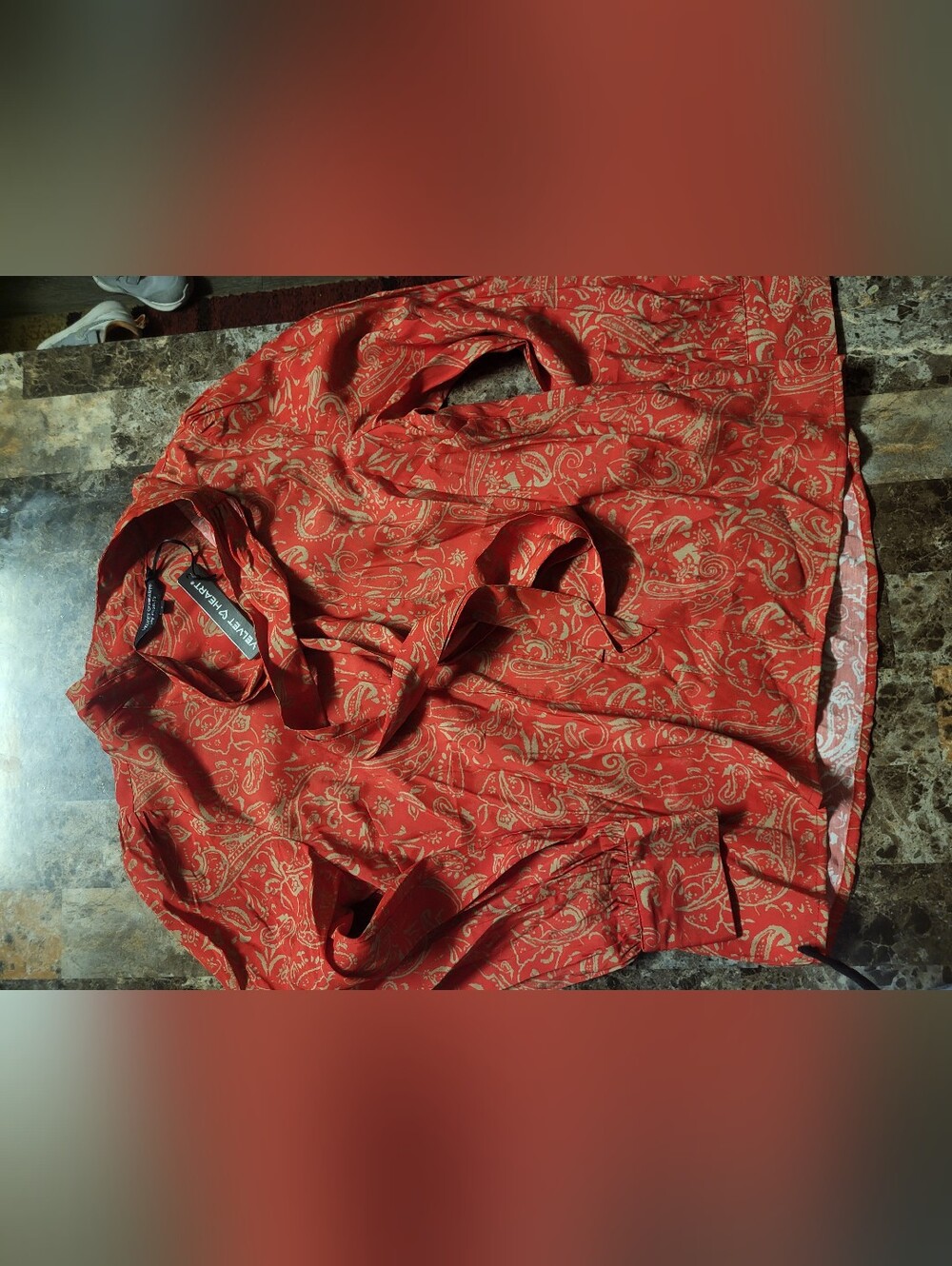 Velvet Heart Red Paisley V-Neck Sweater